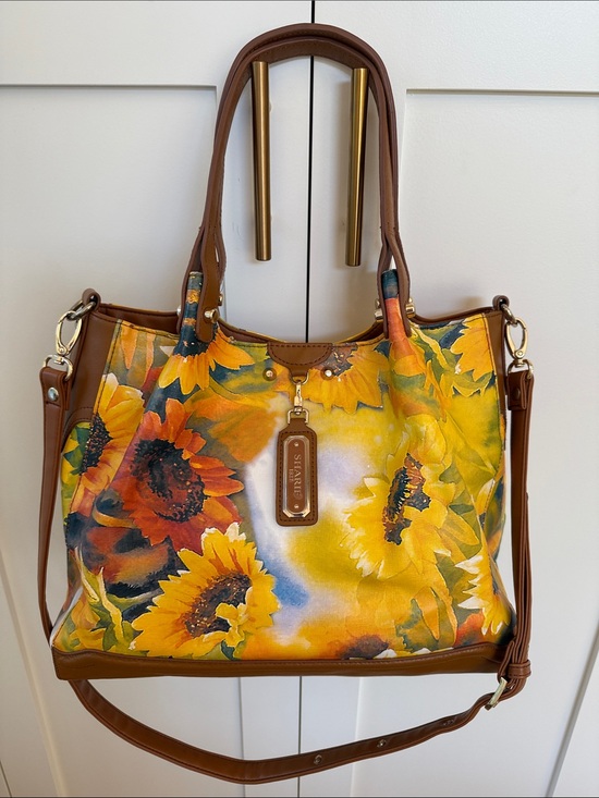 Sharif Handbags - 🌻 Sharif Sunflower Satchel Bag with Leather Trim